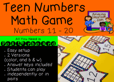 Teen Numbers Poster Board Game