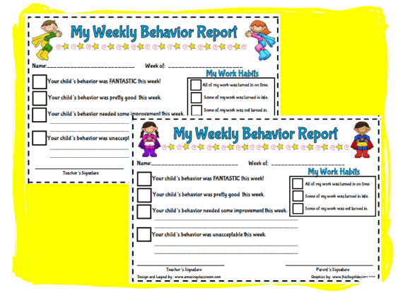 My Weekly Behavior Report Style # 2