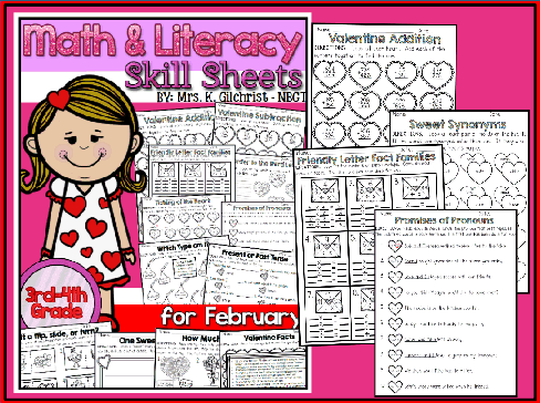 Math & Literacy Skill Sheets (Feb)