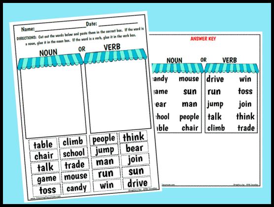 Noun or Verb Sorting Worksheet