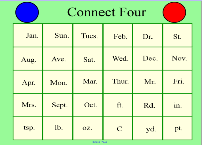 Connect Four Game - Abbreviations