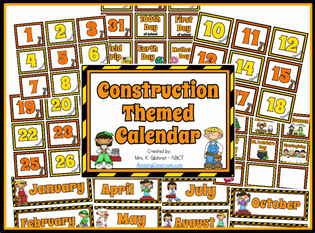 Construction Themed Calendar Set