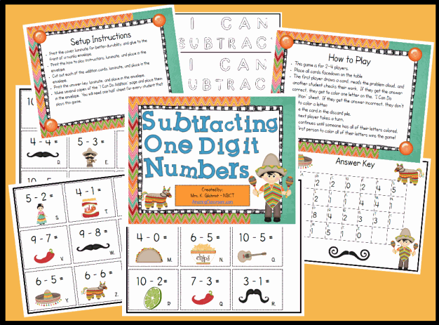 Subtracting One Digit Numbers Game