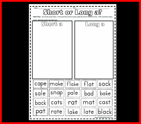 Vowel Sorting Short A or Long A?