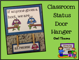 Classroom Status Door Hanger Owls
