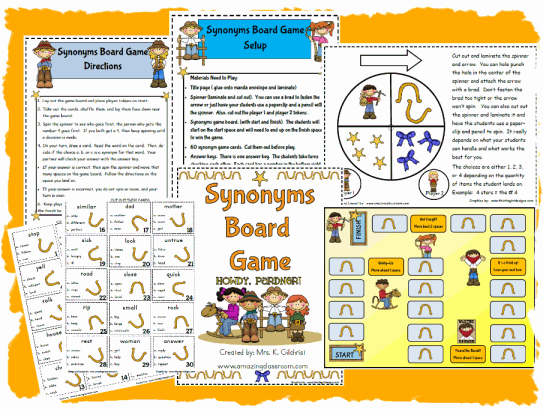Synonyms Board Game Reading Center