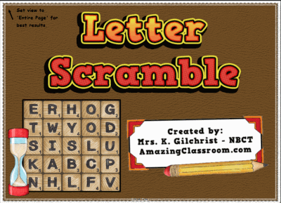 Letter Scramble Game For Smartboard