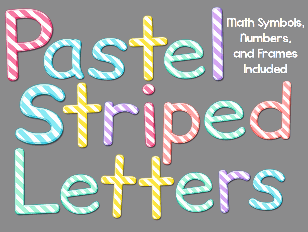 Pastel Striped Letters and Numbers